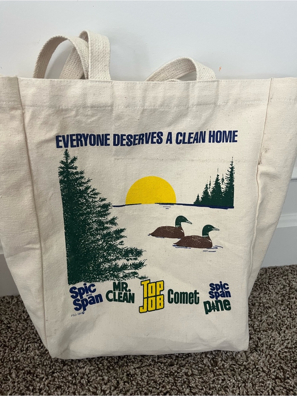 Vintage P&G Cleaning Ducks Promo Canvas Tote Bag